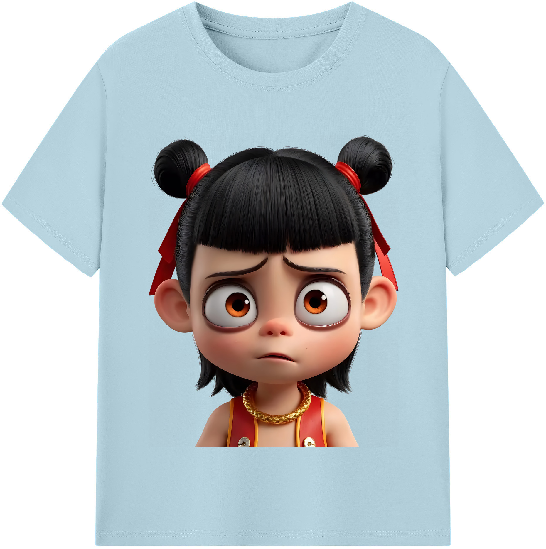 （画像用） Ne Zha 2 ナタ 魔童の大暴れ 綿100％半袖Tシャツ（フロントプリント）